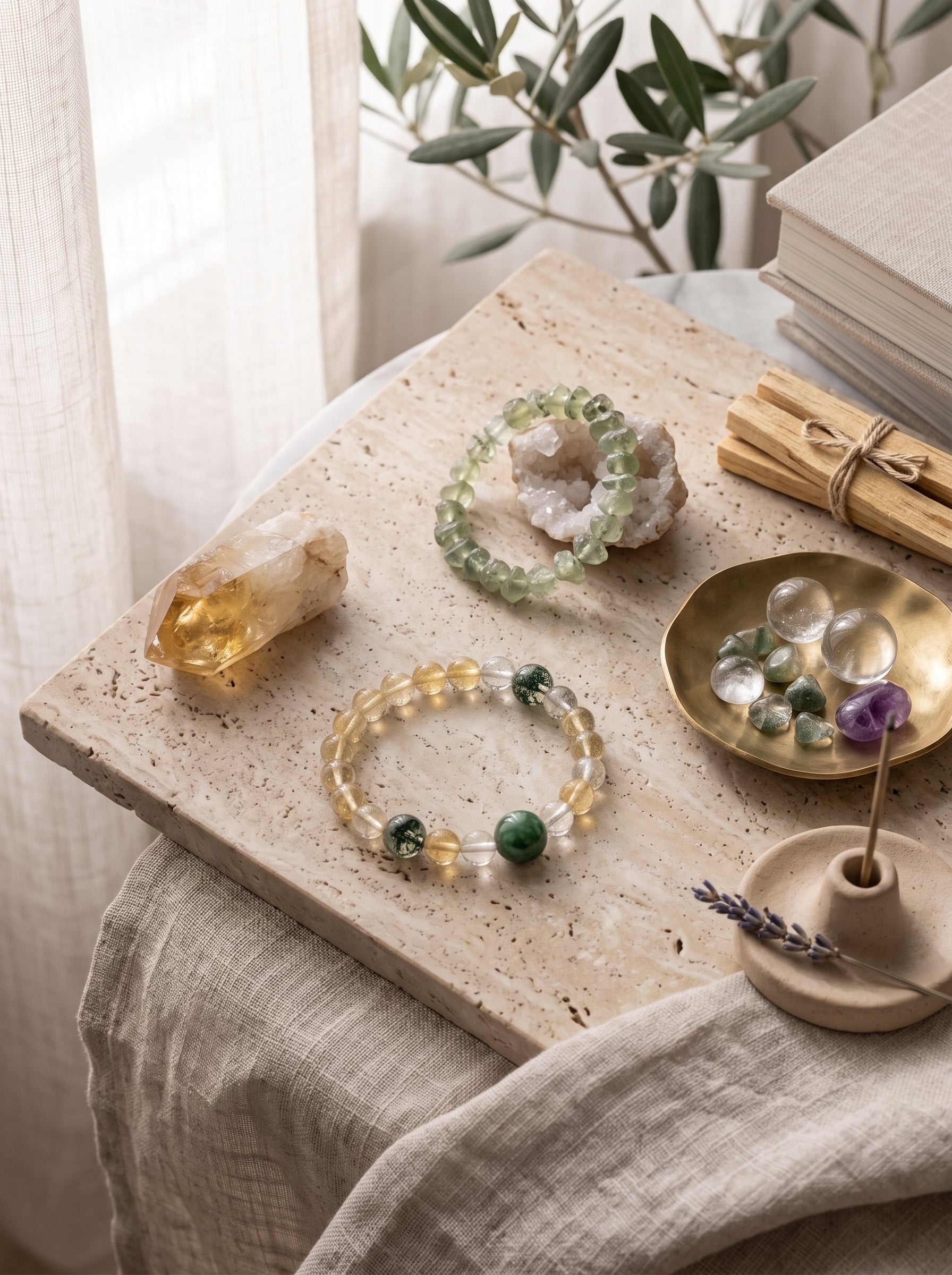 "Sovereign Wealth Matrix" Natural Citrine and Green Phantom Quartz Bracelet: Dual Alignment of Solar Plexus & Heart Chakra for Scaling & Arbitrage