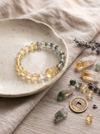 "Sovereign Wealth Matrix" Natural Citrine and Green Phantom Quartz Bracelet: Dual Alignment of Solar Plexus & Heart Chakra for Scaling & Arbitrage