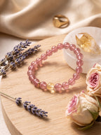 "Abundance Resonance" Natural Strawberry Quartz and Citrine Energy Bracelet: Dual-Action Matrix for High-Tier Client Magnetism & Speculative Wealth