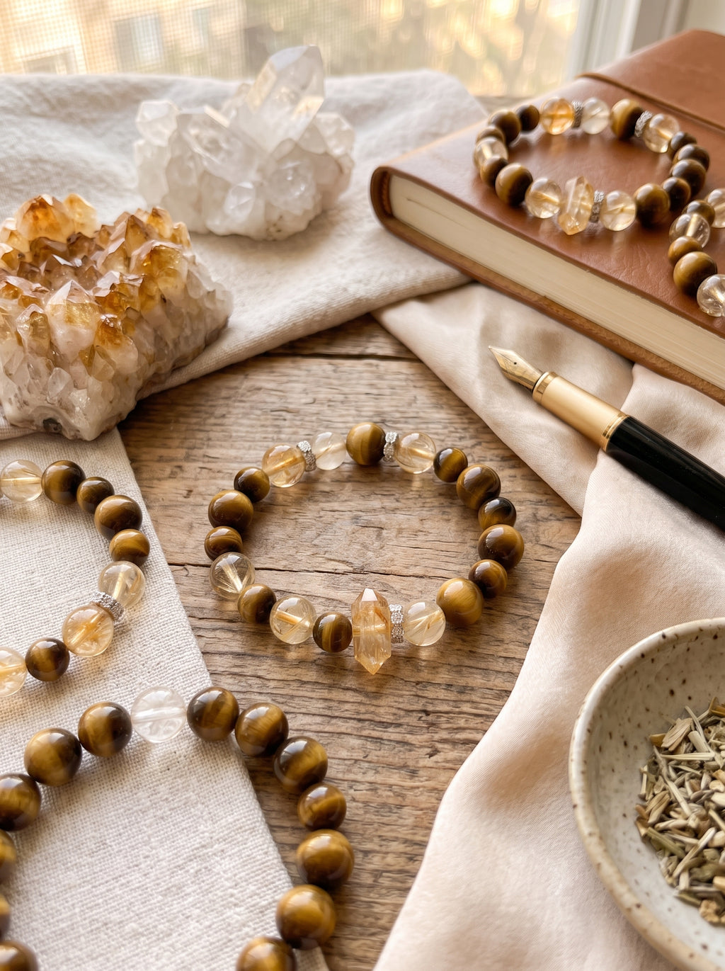 "Abundance Tower" Citrine/Golden Quartz Bracelet: Custom Wrist Sizes, Golden Pyramid Wealth Matrix for Executive Growth