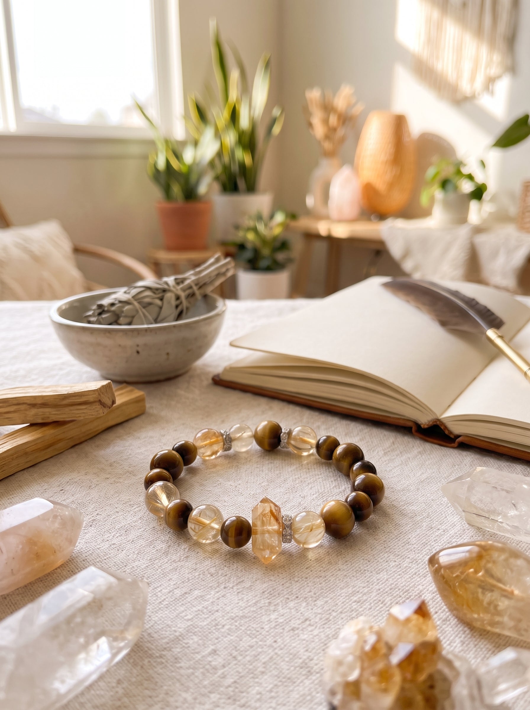 "Abundance Tower" Citrine/Golden Quartz Bracelet: Custom Wrist Sizes, Golden Pyramid Wealth Matrix for Executive Growth