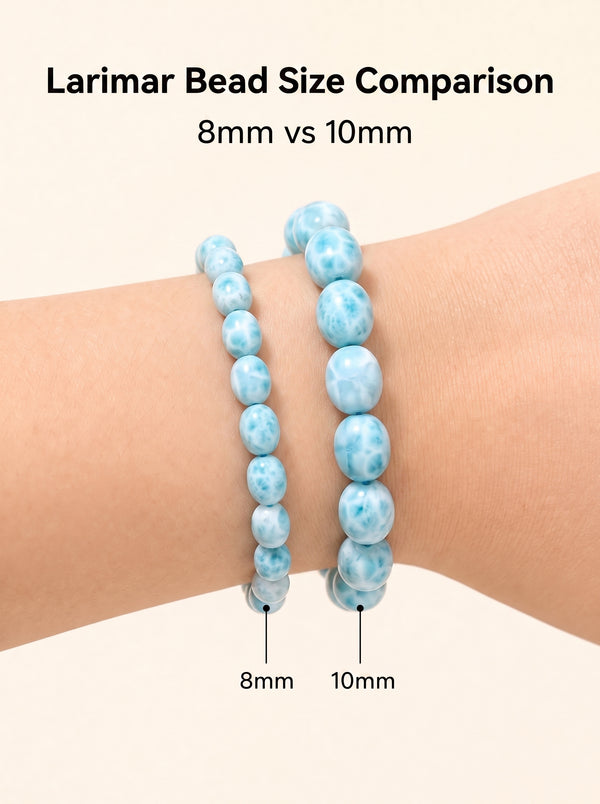 Premium Larimar Beaded Bracelet | Hand-Polished Natural Gemstone Jewelry for Peace & Communication