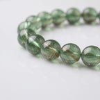 Natural Green Rutilated Quartz Bead Bracelet, Fresh Vitality & Prosperous Flow Gemstone Jewelry