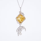 Mermaid Tail & Citrine Pendant | Handcrafted Silver Wire-Wrapped Fantasy Necklace