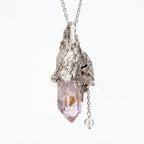 Super Seven Crystal Cluster Pendant | Antique Silver Copper Crystal Chain Necklace