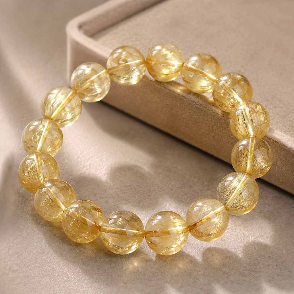 Premium Yellow Lepidolite Beaded Bracelet | Hand-Polished Natural Gemstone Jewelry for Inner Peace
