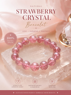 Premium Strawberry Quartz Beaded Bracelet | Hand-Polished Natural Gemstone Jewelry for Attraction & Harmony