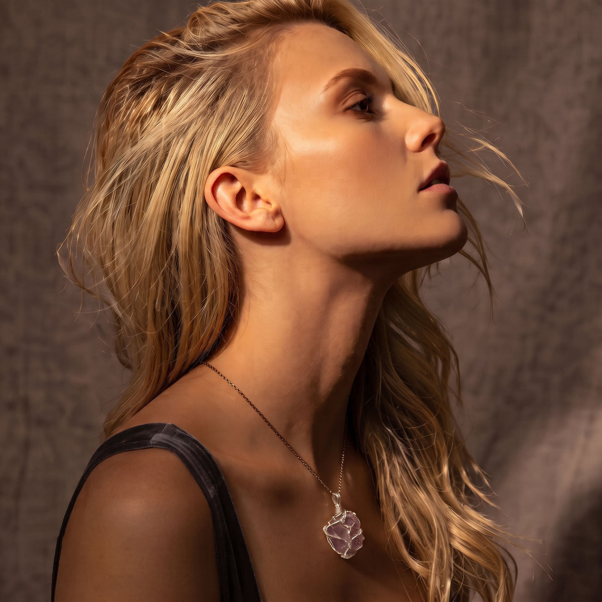 Raw Amethyst Crystal Pendant | Handcrafted Silver Wire-Wrapped Mineral Necklace