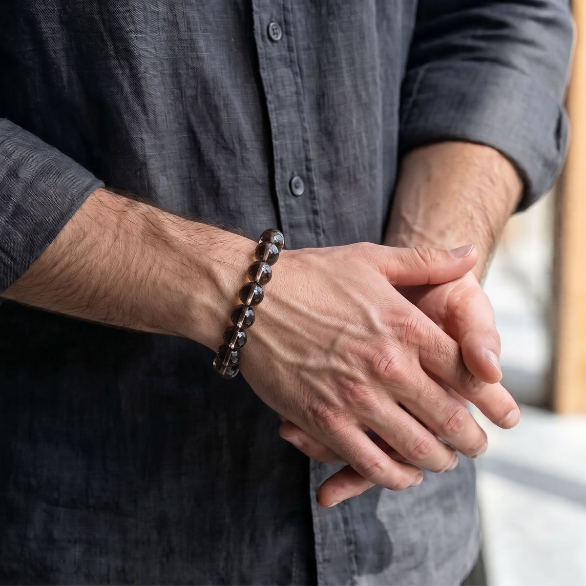 Natural Smoky Quartz Bracelet: Grounded Resilience & Absolute Shielding — Alpine Zone
