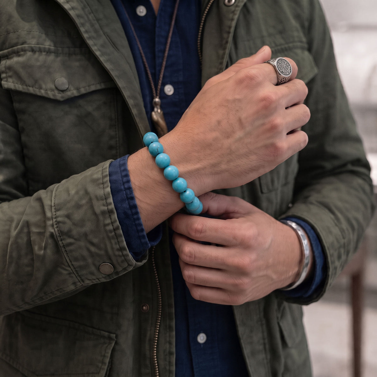 Natural Turquoise Bracelet: Spiritual Protection & Peace — Kailash Vein