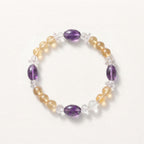 Natural Lemon Quartz, Citrine, and Amethyst Bead Bracelet, Radiant Vitality & Serene Elegance Gemstone Jewelry