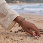 Natural Green Rutilated Quartz Bead Bracelet, Fresh Vitality & Prosperous Flow Gemstone Jewelry