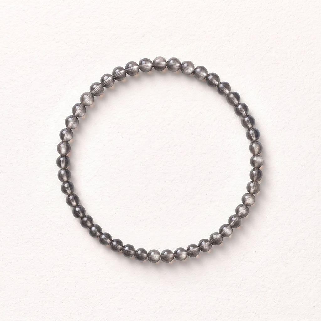 Natural Silver Sheen Obsidian Bead Bracelet, Grounded Focus & Serene Calm Gemstone Jewelry