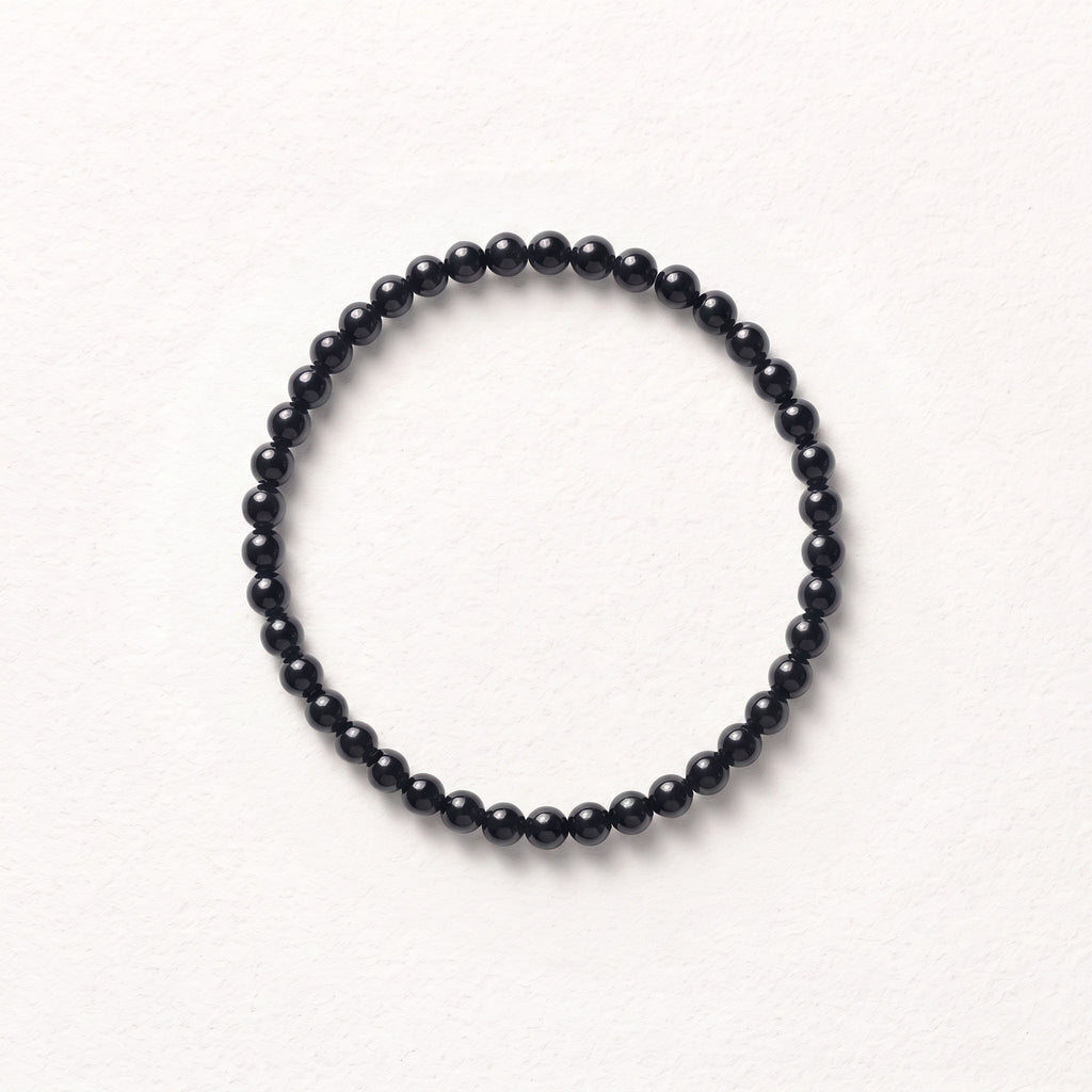 Natural Black Agate Bead Bracelet, Grounded Focus & Warm Balance Gemstone Jewelry