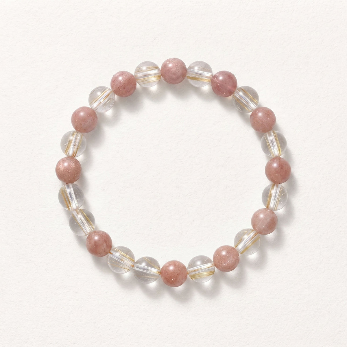 Natural Fire Quartz and Pink Lepidolite Bead Bracelet, Radiant Vitality & Harmonious Flow Gemstone Jewelry