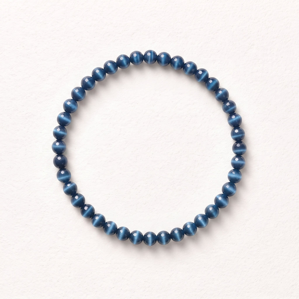Natural Blue Tigers Eye Bead Bracelet, Serene Calm & Grounded Focus Gemstone Jewelry