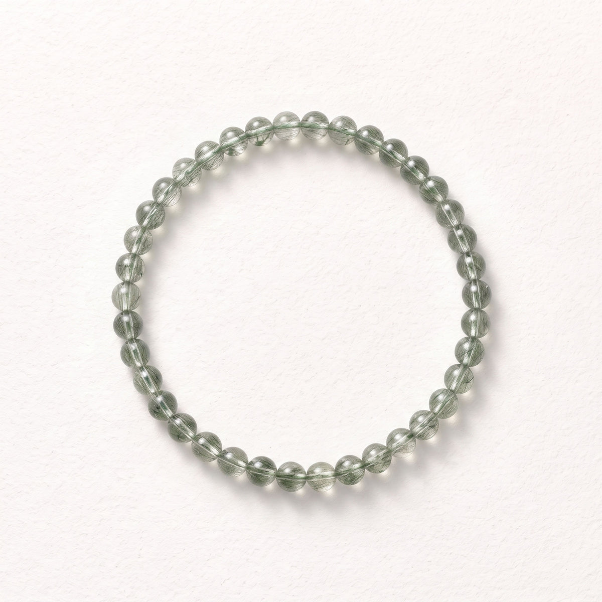 Natural Green Rutilated Quartz Bead Bracelet, Radiant Vitality & Harmonious Flow Gemstone Jewelry