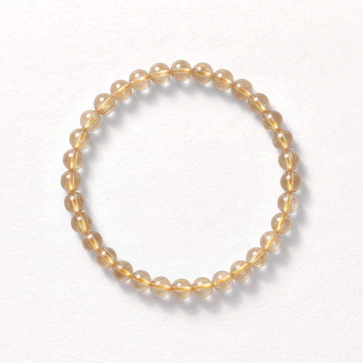 Natural Yellow Rutilated Quartz Bead Bracelet, Radiant Vitality & Warm Balance Gemstone Jewelry