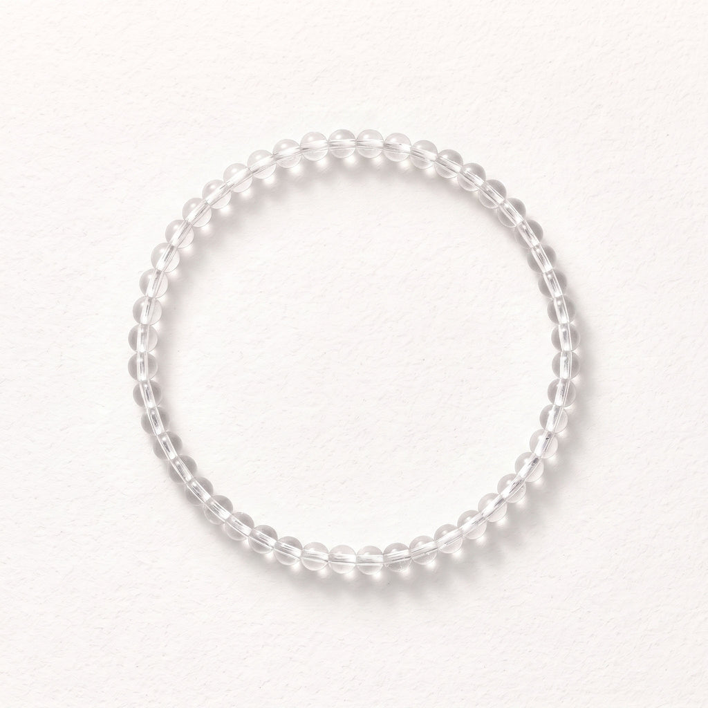 Natural Clear Quartz Bead Bracelet, Serene Elegance & Harmonious Flow Gemstone Jewelry