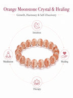 Premium Orange Moonstone Beaded Bracelet | Hand-Polished Natural Gemstone Jewelry for Inner Peace & Radiance