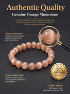 Premium Orange Moonstone Beaded Bracelet | Hand-Polished Natural Gemstone Jewelry for Inner Peace & Radiance