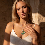 Green Prehnite & Aventurine Crescent Moon Pendant | Wire-Wrapped Star & Butterfly Necklace