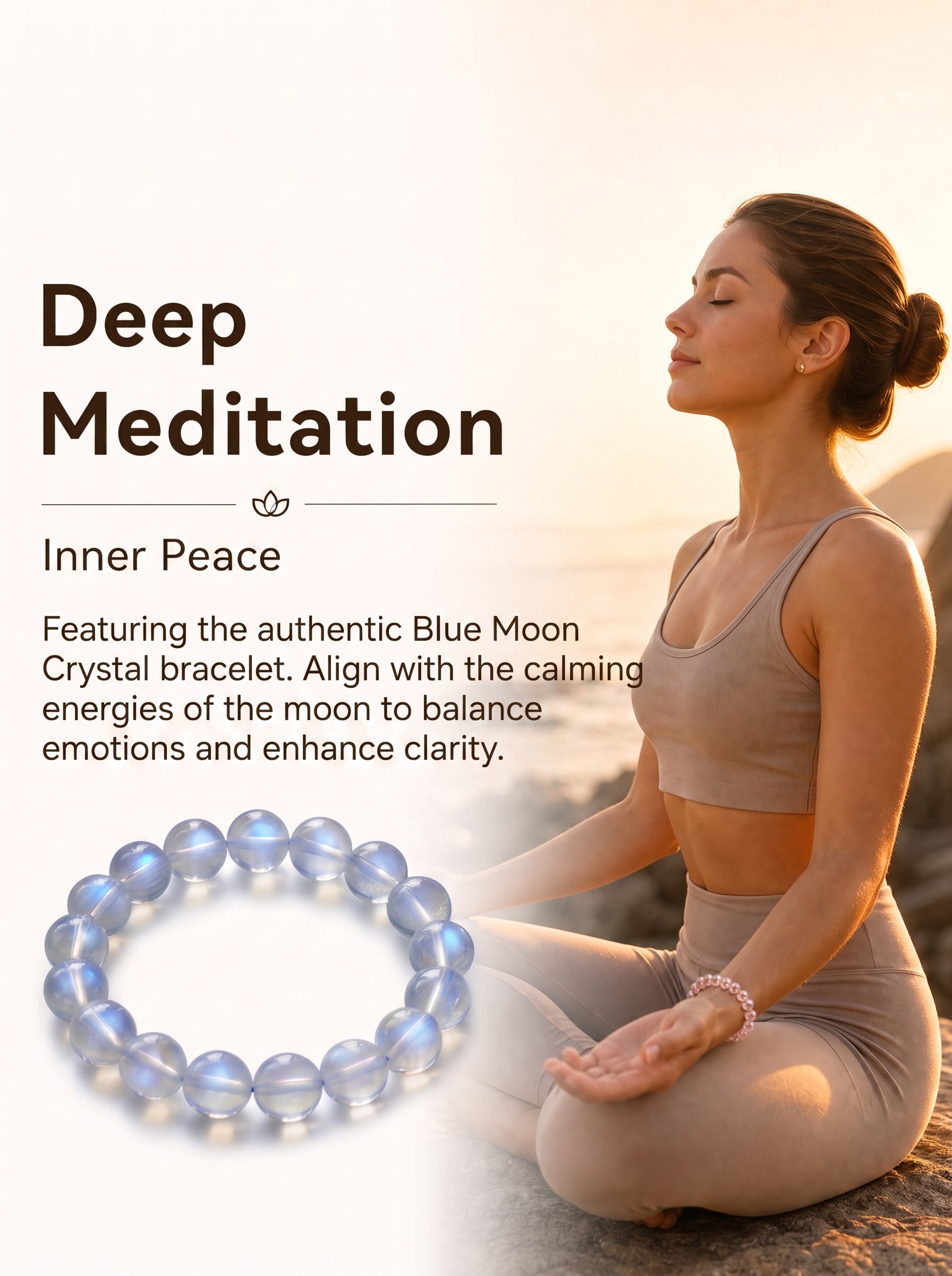Premium Blue Moonstone Beaded Bracelet | Hand-Polished Natural Gemstone Jewelry for Calm & Intuition