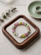 🤍 The Meadow Cream | Natural Morganite, Prehnite & Creamy Milky Quartz Beaded Bracelet