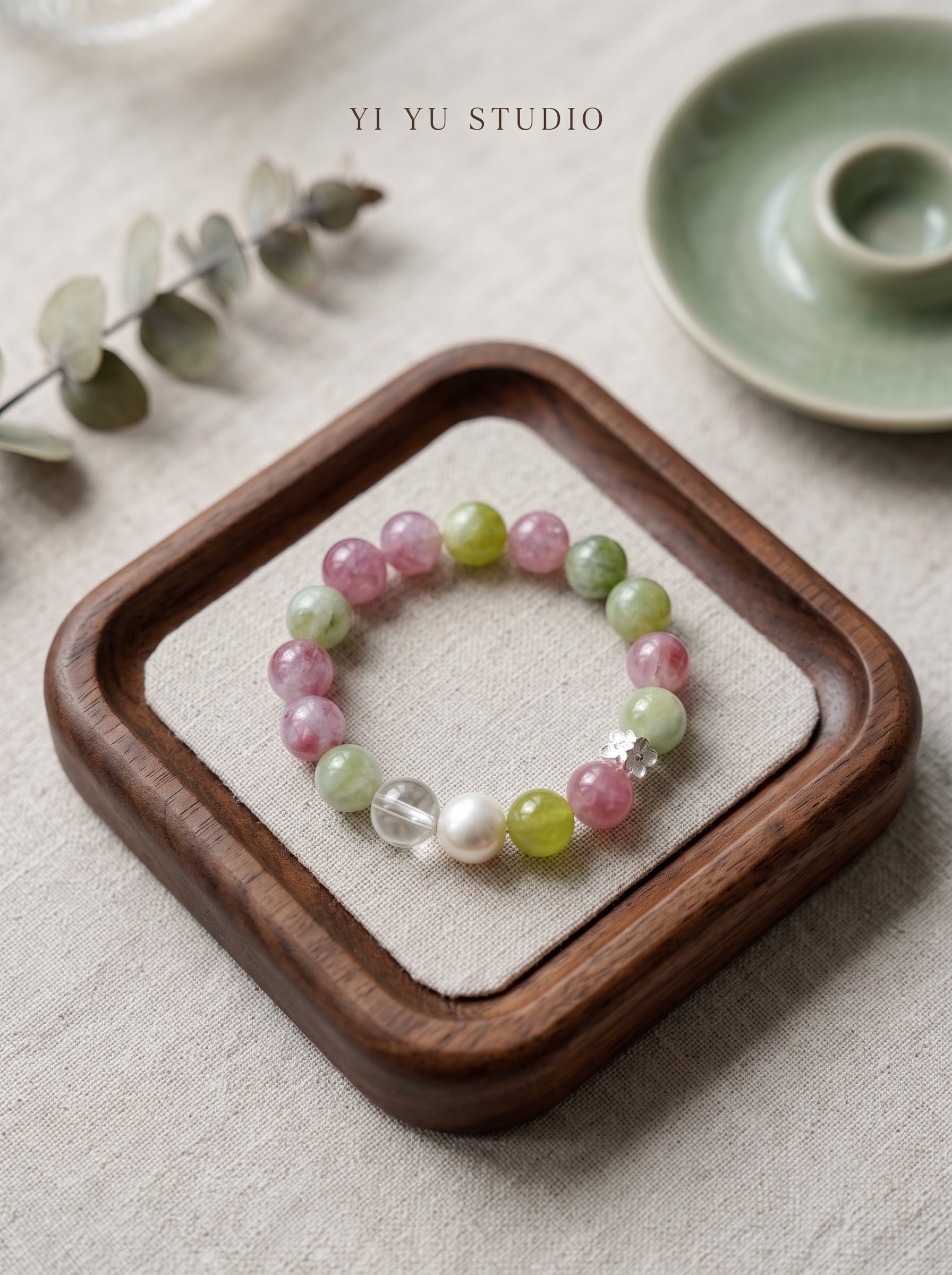 🤍 The Meadow Cream | Natural Morganite, Prehnite & Creamy Milky Quartz Beaded Bracelet