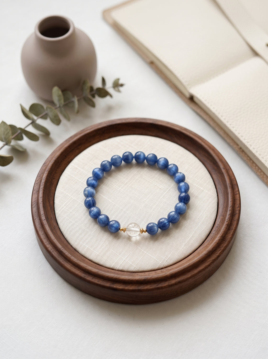 💙 The Resonance of Lunisolar Light | Natural Clear Quartz & Blue Moonstone Beaded Bracelet