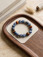 🪵The Resonance of Quiet Depth | Natural Kyanite, Rabbit-Hair Quartz & Agarwood Beaded Bracelet