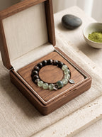 The Resonance of Sovereign Shield | Natural Charoite, Obsidian & Green Rutilated Quartz Beaded Bracelet