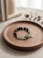 The Resonance of Sovereign Shield | Natural Charoite, Obsidian & Green Rutilated Quartz Beaded Bracelet