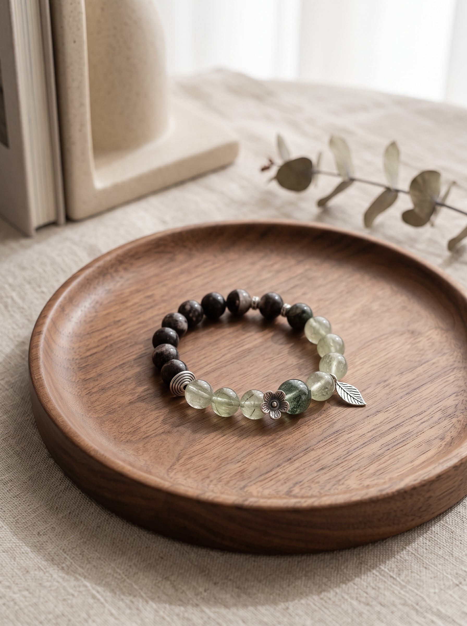 The Resonance of Sovereign Shield | Natural Charoite, Obsidian & Green Rutilated Quartz Beaded Bracelet