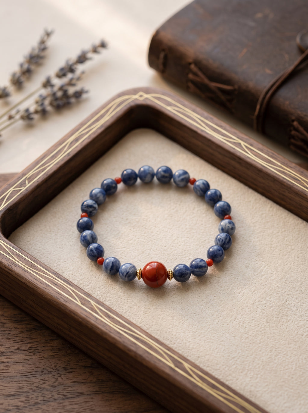 The Resonance of Sovereign Pulse | Cat's Eye Kyanite & Southern Red Agate Beaded Bracelet