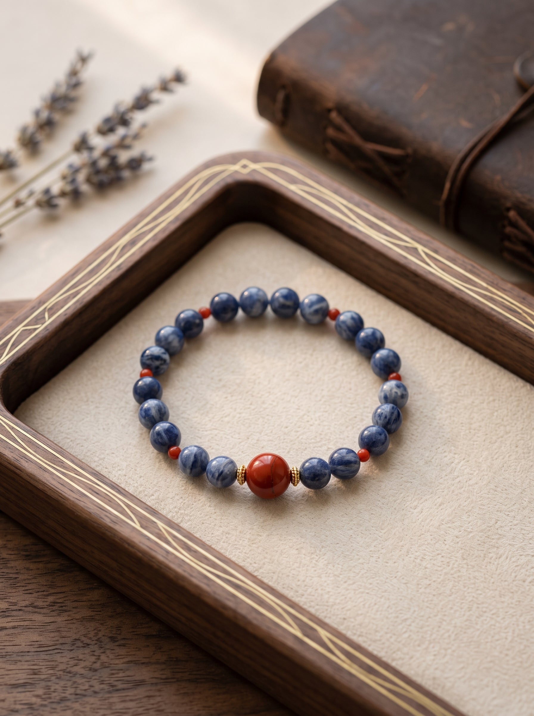 The Resonance of Sovereign Pulse | Cat's Eye Kyanite & Southern Red Agate Beaded Bracelet