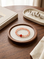 ❤️ The Resonance of Kinetic Grace | Natural Southern Red Agate & Pale Pink Chalcedony Beaded Bracelet