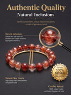Premium Red Rabbit Hair Quartz Beaded Bracelet | Hand-Polished Natural Gemstone Jewelry for Energy & Radiance