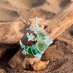 Green Prehnite & Aventurine Crescent Moon Pendant | Wire-Wrapped Star & Butterfly Necklace