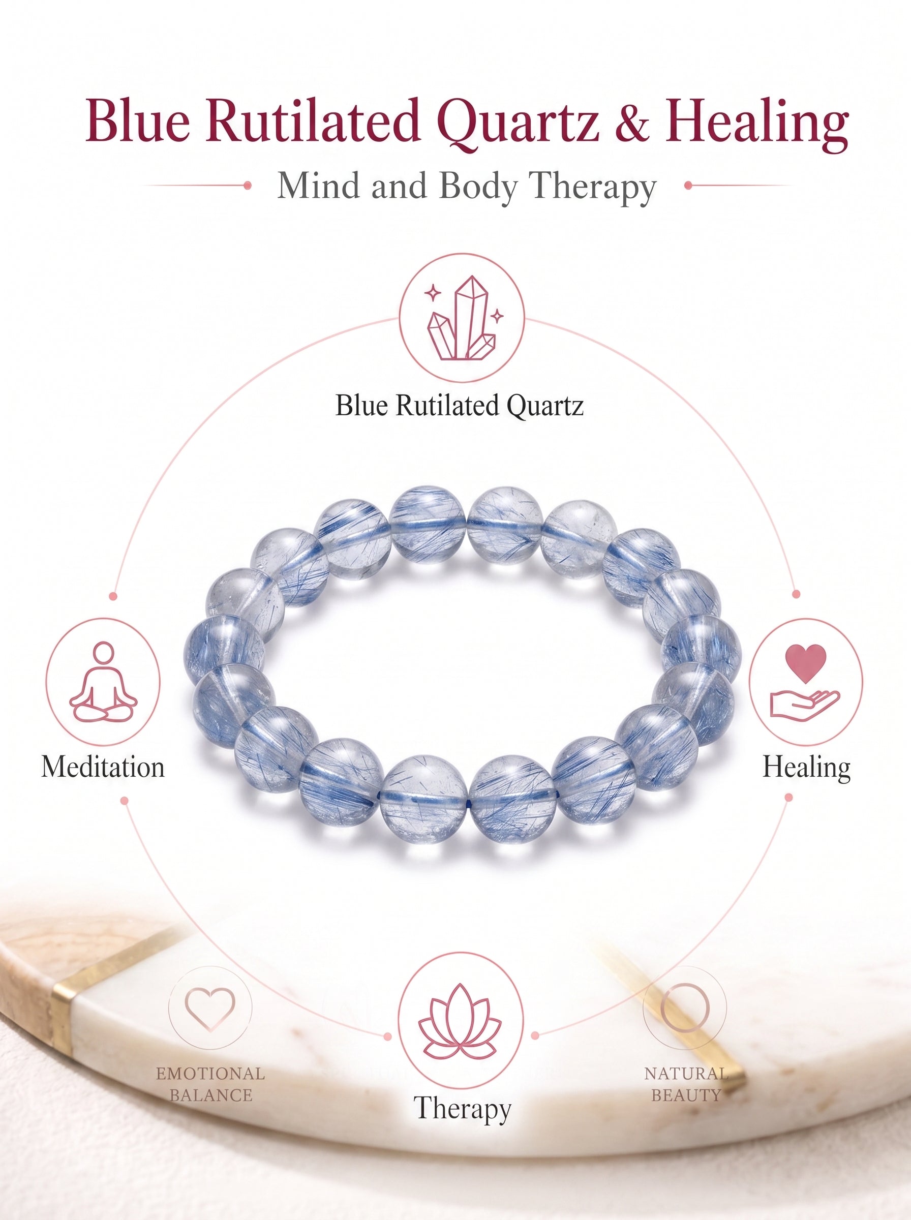 Premium Blue Lace Agate Beaded Bracelet | Hand-Polished Natural Gemstone Jewelry for Inner Peace