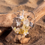 Handcrafted Citrine Crescent Moon & Butterfly Pendant | Wire-Wrapped Floral Necklace