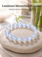 Premium Blue Moonstone Beaded Bracelet | Hand-Polished Natural Gemstone Jewelry for Calm & Intuition