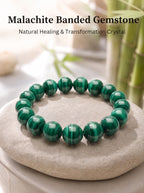 Premium Malachite Beaded Bracelet | Hand-Polished Natural Gemstone Jewelry for Protection & Harmony