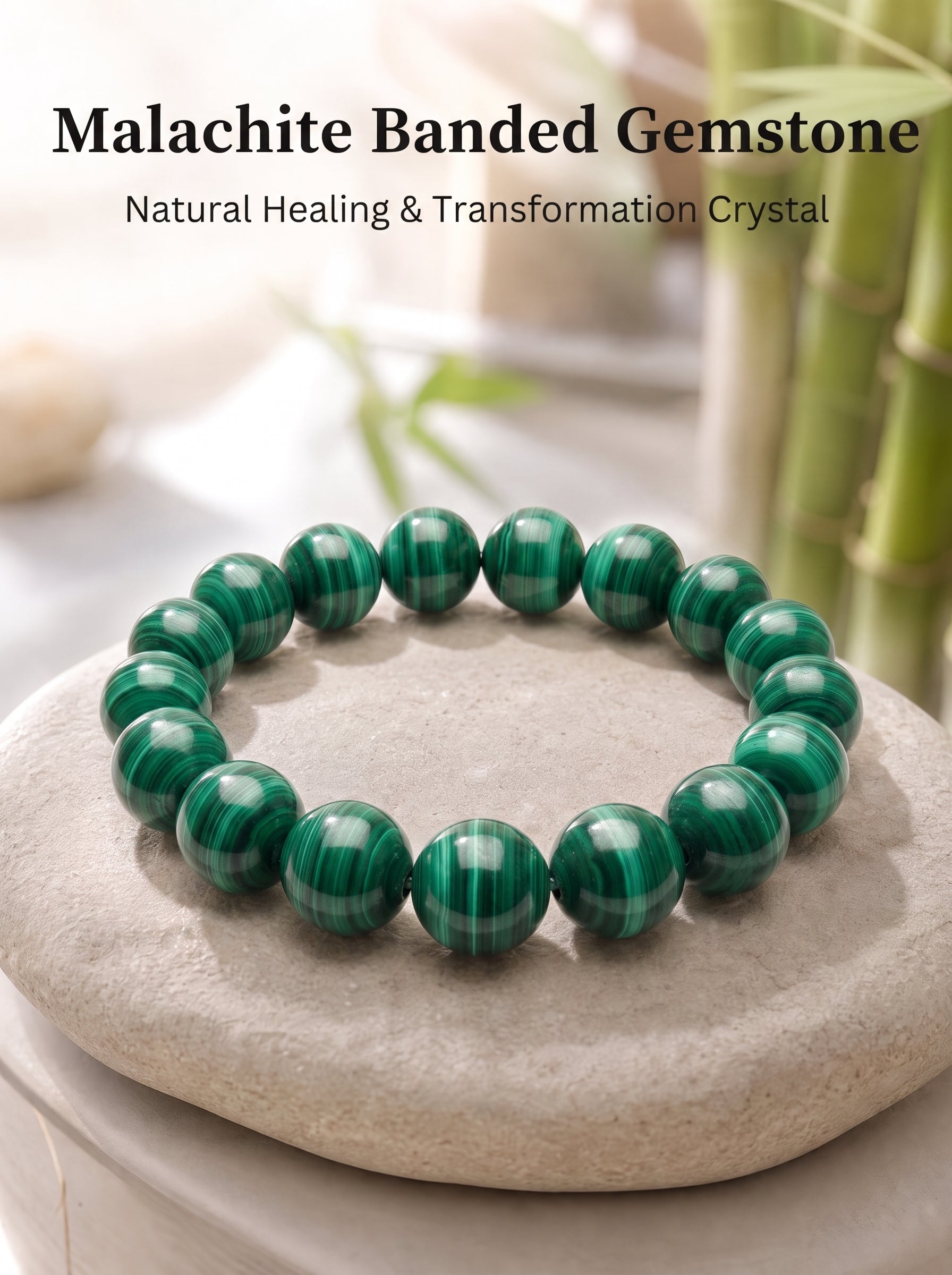 Premium Malachite Beaded Bracelet | Hand-Polished Natural Gemstone Jewelry for Protection & Harmony