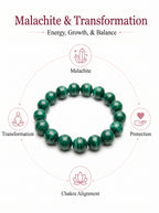 Premium Malachite Beaded Bracelet | Hand-Polished Natural Gemstone Jewelry for Protection & Harmony