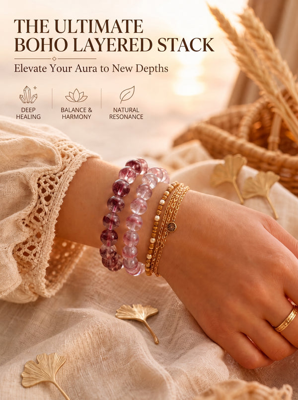 Dreamy Phantom Quartz Bracelet | The "Healing Stone" | Unique Lavender & Rose Crystal Jewelry