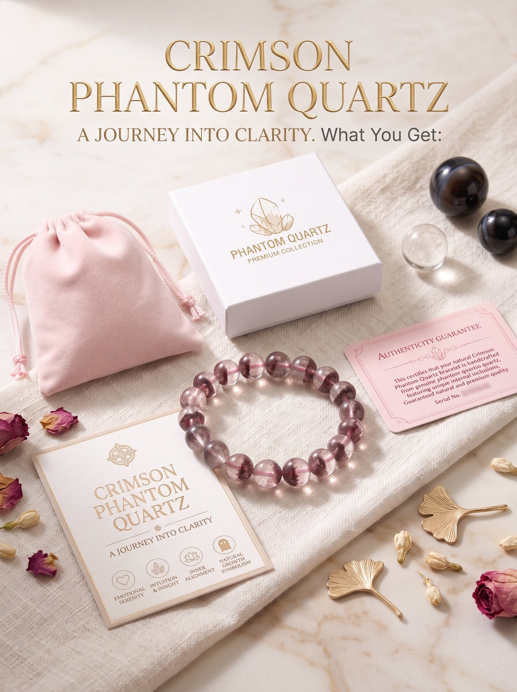 Dreamy Phantom Quartz Bracelet | The "Healing Stone" | Unique Lavender & Rose Crystal Jewelry