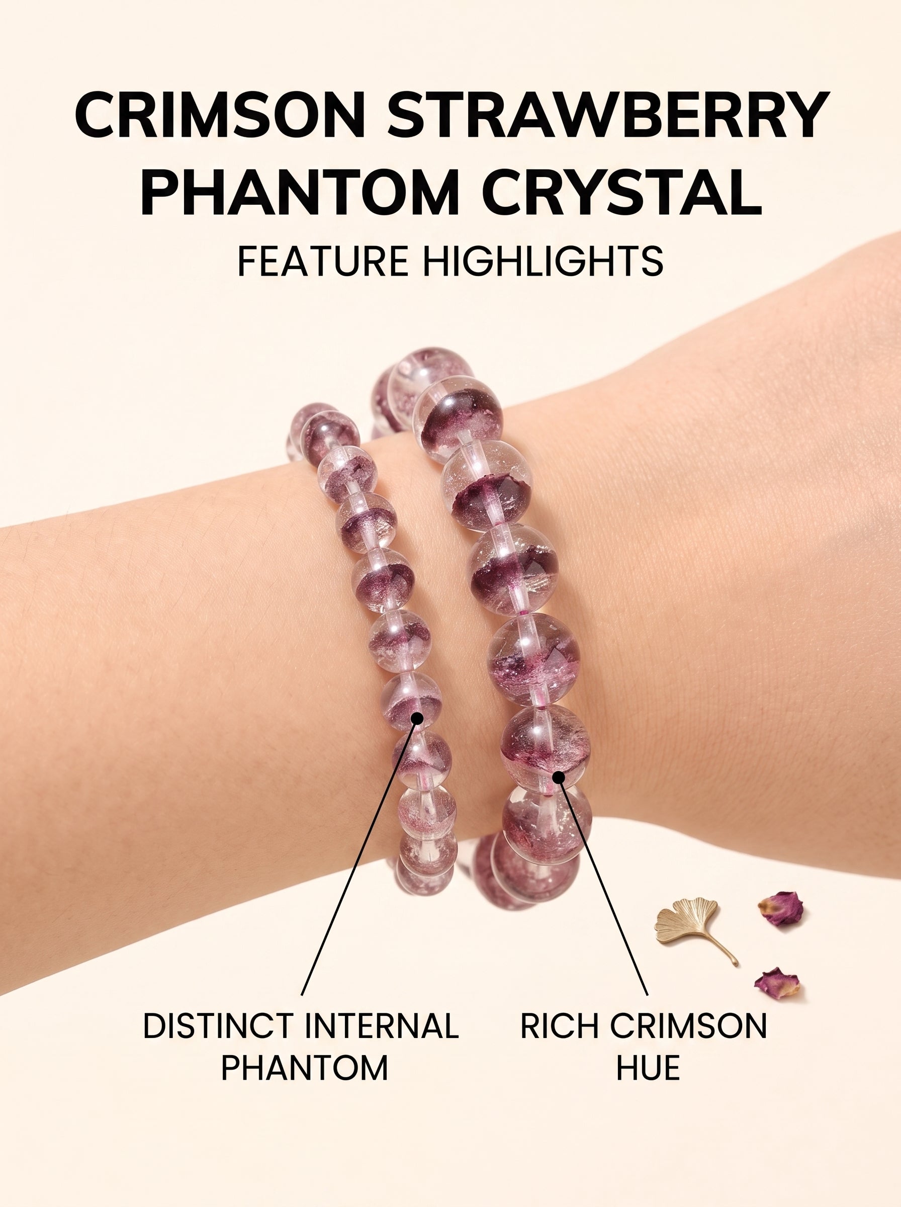 Dreamy Phantom Quartz Bracelet | The "Healing Stone" | Unique Lavender & Rose Crystal Jewelry