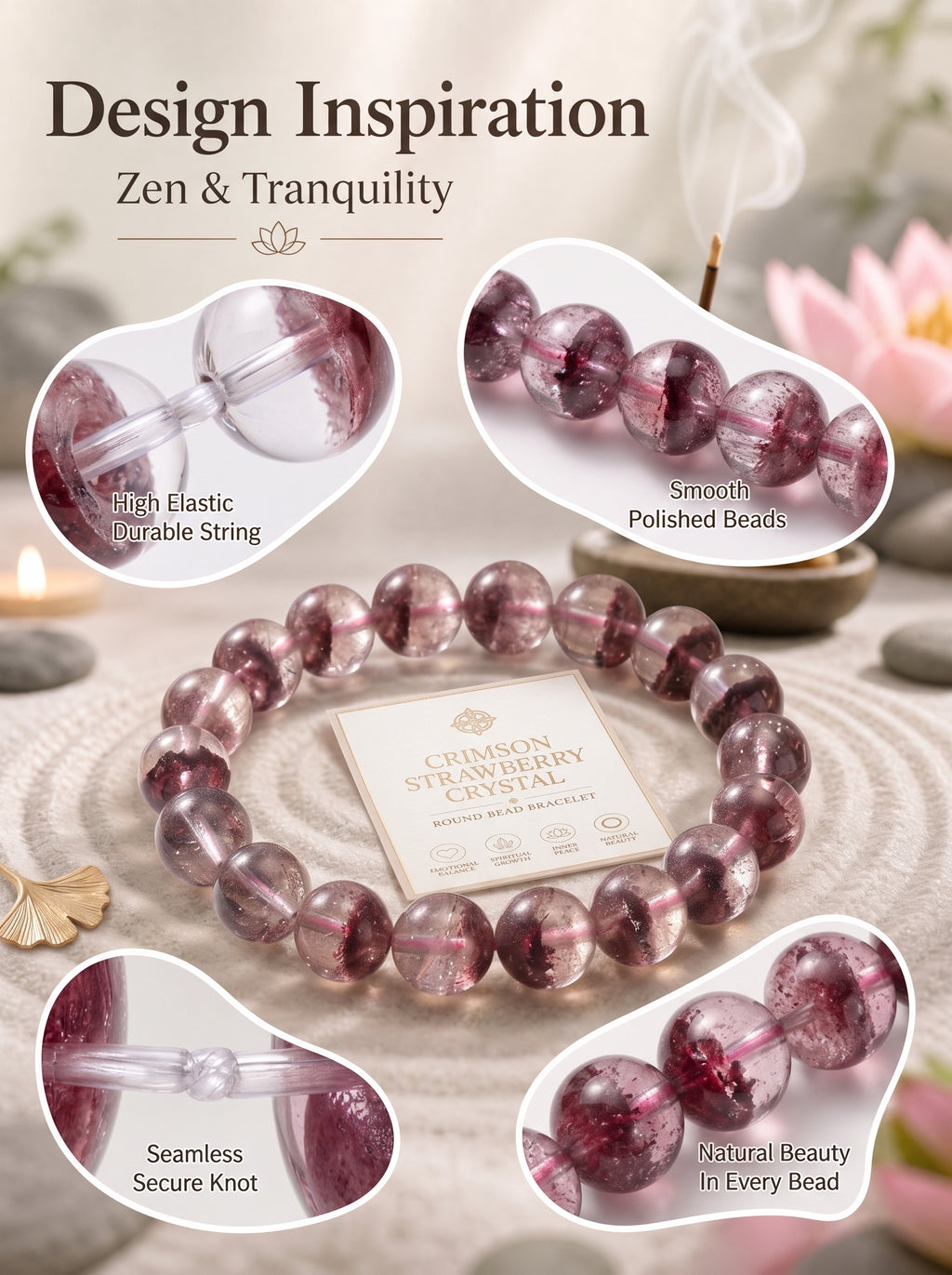 Dreamy Phantom Quartz Bracelet | The "Healing Stone" | Unique Lavender & Rose Crystal Jewelry