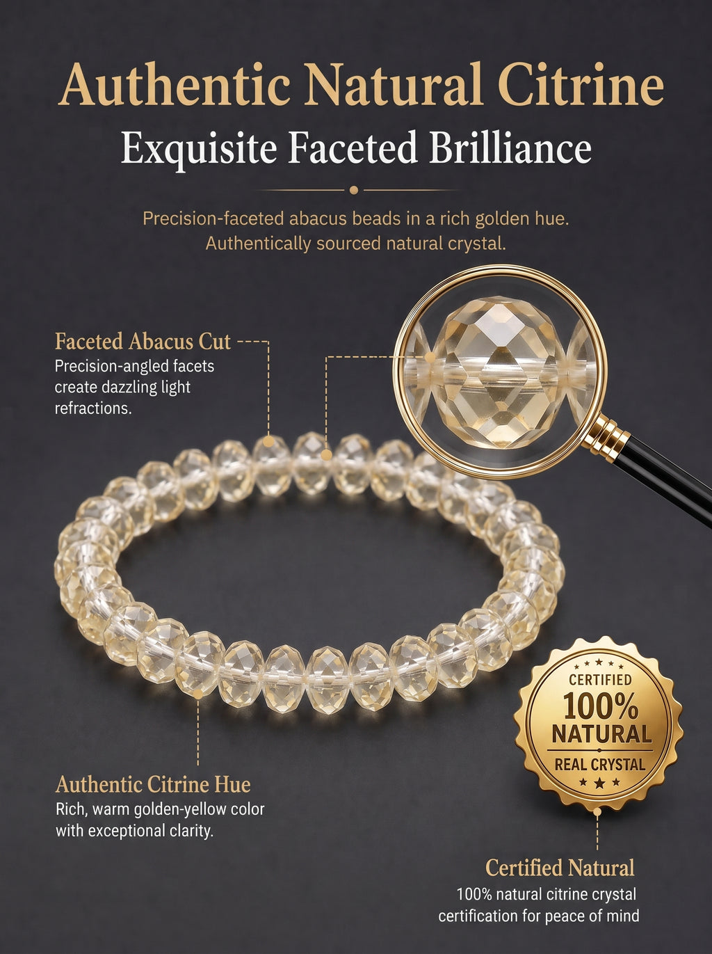 Natural Citrine Abacus Wealth Acceleration & Strategic Clarity Energy Bracelet
